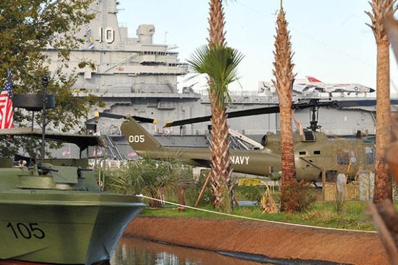 a boat parked on the side of a building