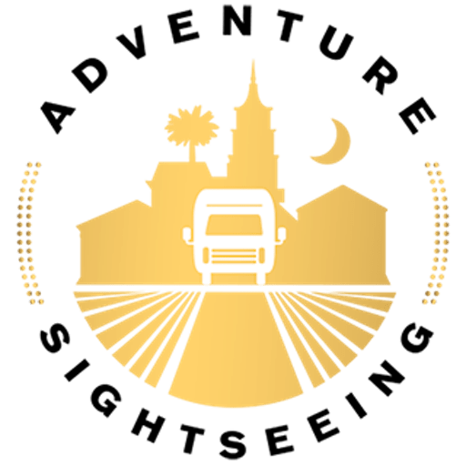 Logo: cityscape with bus, moon, and text 'Adventure Sightseeing'.